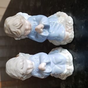 Vintage praying child angel candle holder set of 2
